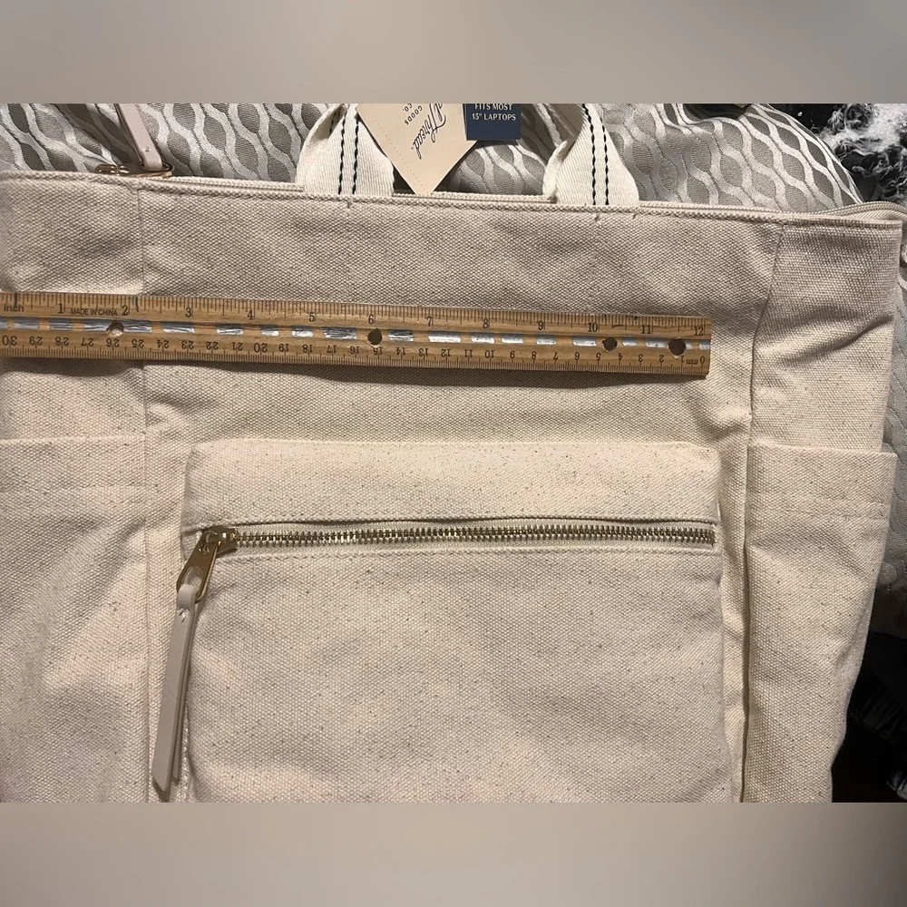Universal Thread Cream Canvas Laptop Tote Bag